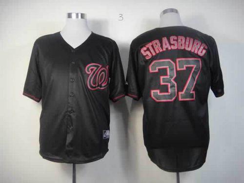 Nationals #37 Stephen Strasburg Black Fashion Stitched MLB Jersey - Click Image to Close
